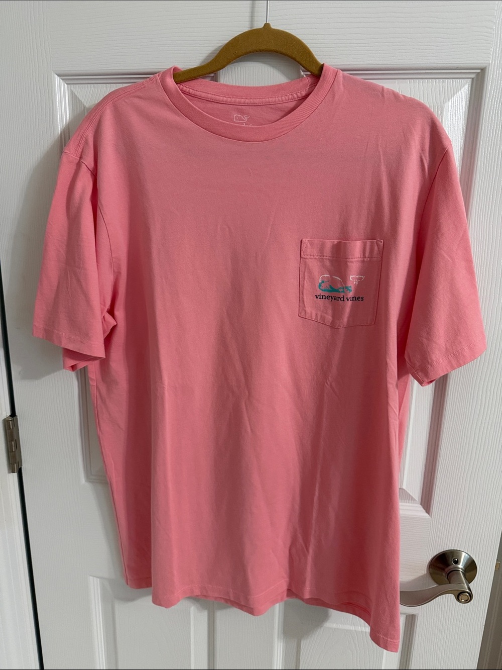 Vineyard Vines Coral Pocket Tee with Whale Logo